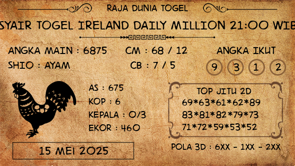 Prediksi Ireland Daily Million 21:00 WIB