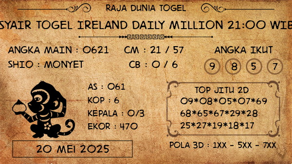 Prediksi Ireland Daily Million 21:00 WIB