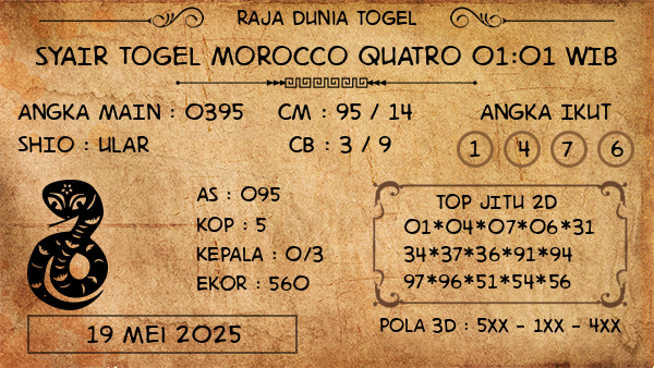 Prediksi Morocco Quatro 01:01 WIB
