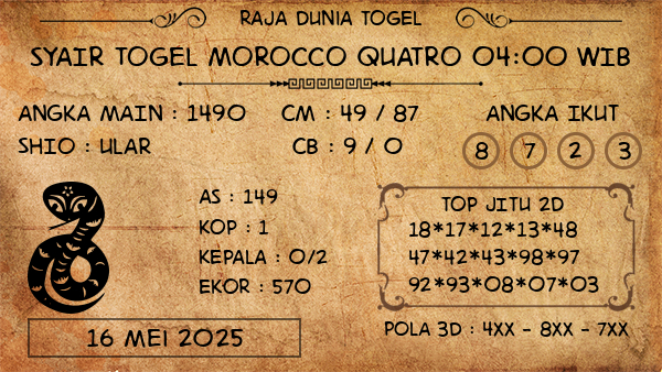 Prediksi Morocco Quatro 04:00 WIB
