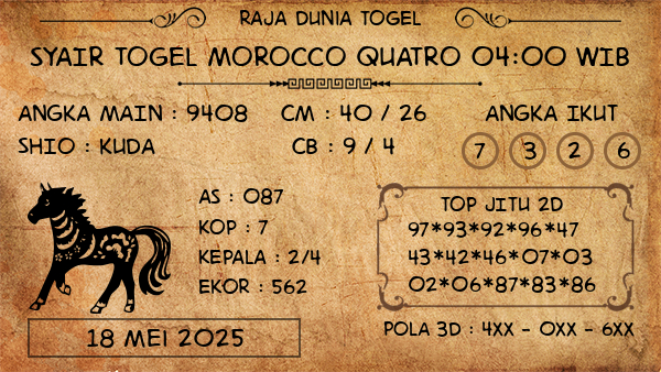 Prediksi Morocco Quatro 04:00 WIB