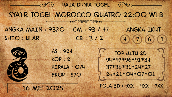 Prediksi Morocco Quatro 22:00 WIB
