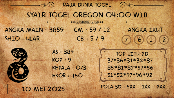 Prediksi Oregon 04:00 WIB