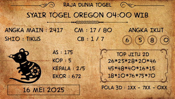 Prediksi Oregon 04:00 WIB